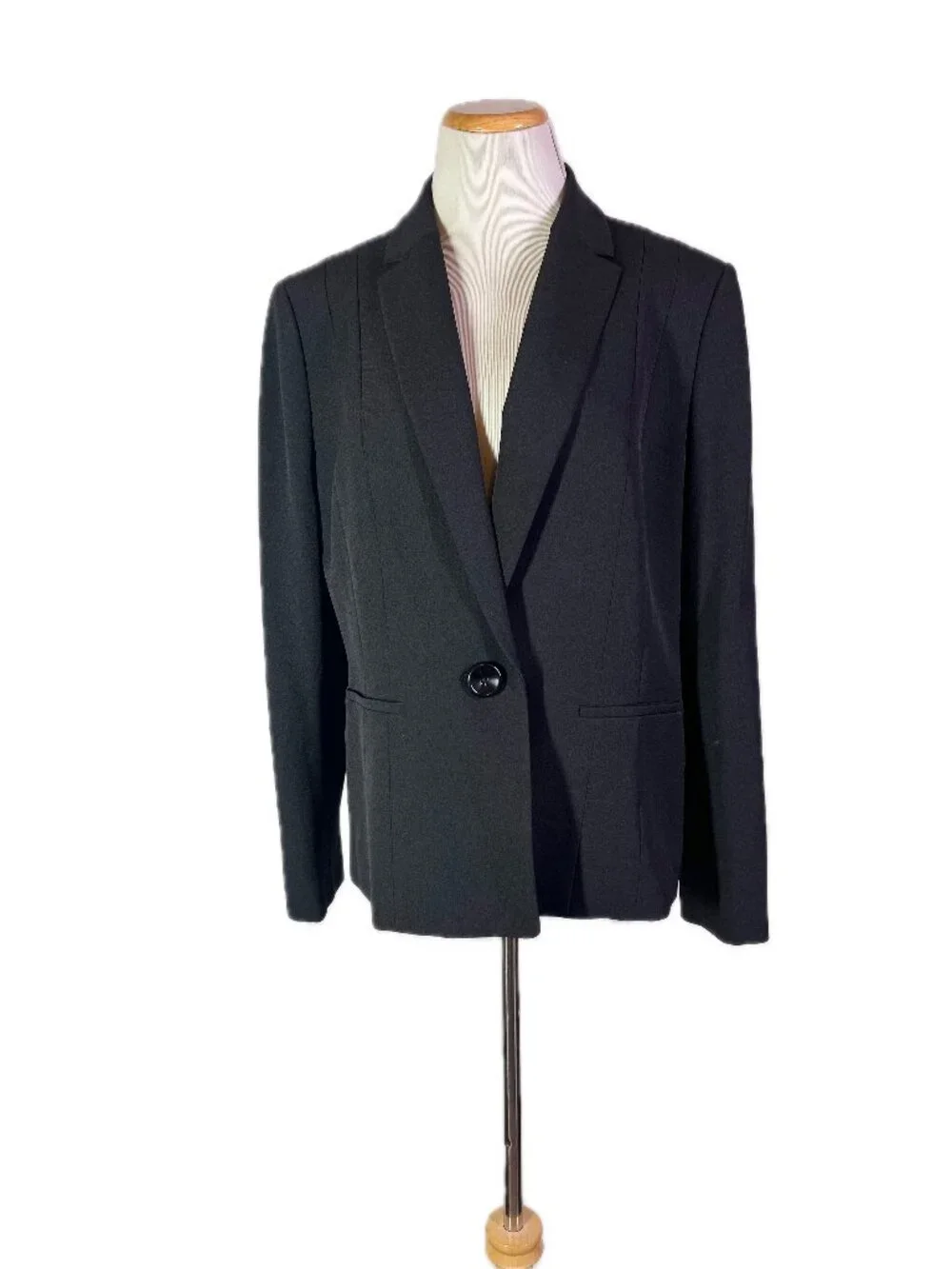 Kasper Size 16 Black Blazer Suit Jacket Button-Front Classic